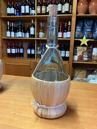 Fiasco impagliato in vetro per vino bottiglia rivestita in paglia tappo sughero - Foto 3 di 12