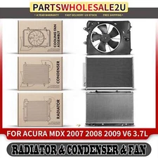3x Radiator & AC Condenser & Cooling Fan w/ Shroud for Acura MDX 2007-2009 3.7L