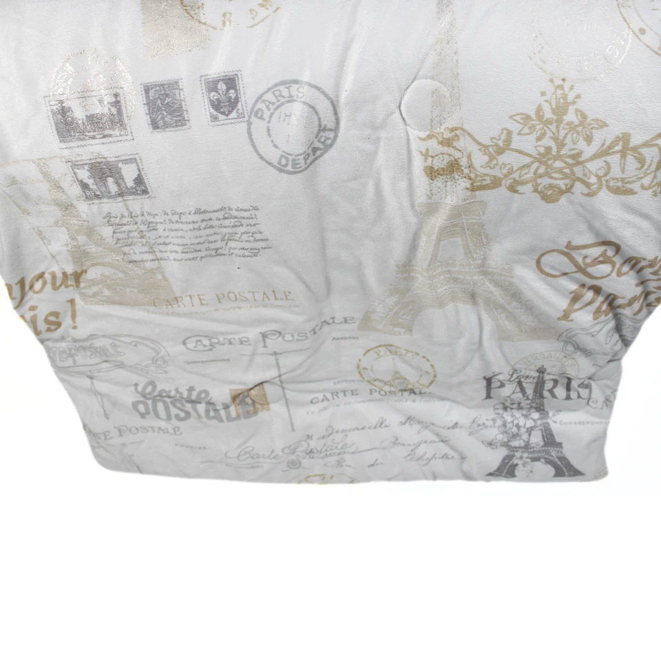 Glam Paris French Printed King Comforter Set Grey Decorative Pillow Bed Skirt - Image 3 of 4