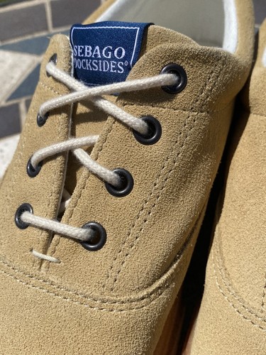 Rare Sebago John Beige Suede Docksides Women's Boat Shoe Size 8M Rubber Soles - Picture 5 of 17