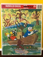 1985 Walt Disney Donald Duck Safari Golden Extra Thick Frame Tray Puzzle