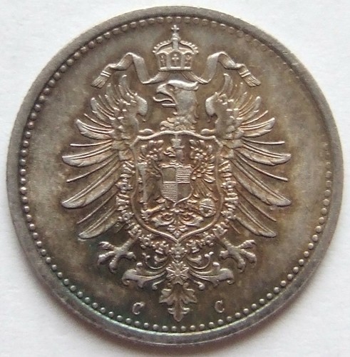Münze Deutsches Reich Kaiserreich Silber 50 Pfennig 1875 C in fast Stempelglanz - Bild 2 von 2