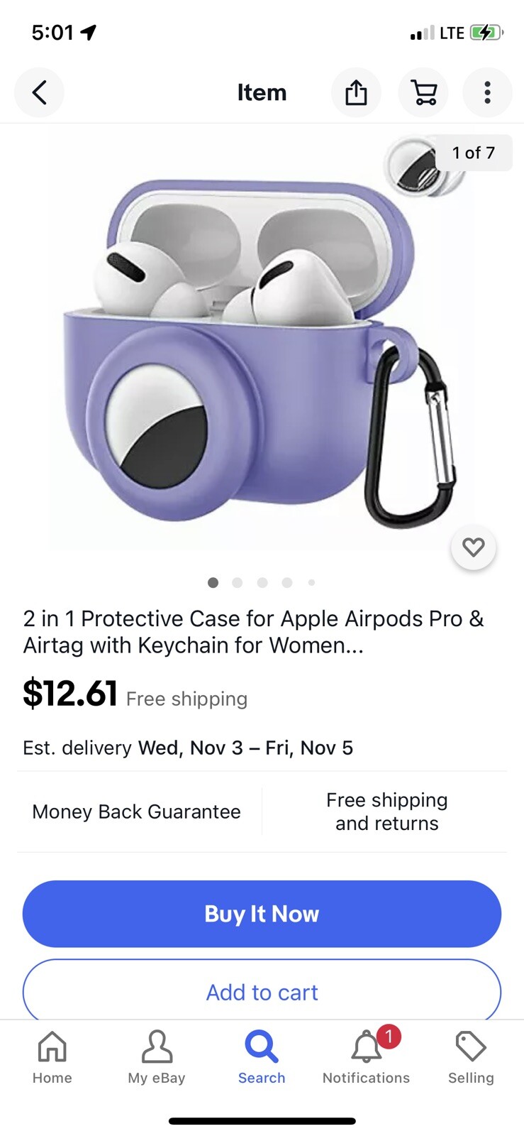2-in-1 Protective Case for Apple AirPods Pro and AirTag with Keychain Attachment-image