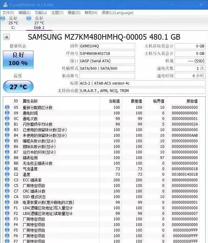 480GB Samsung SSD SM863a MZ-7KM480N Solid State Drive MZ7KM480HMHQ-00005 - Image 4 of 4