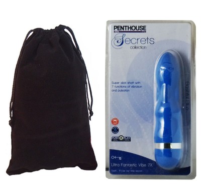 Penthouse Secrets Ultra Fantastic Vibe 7X  Blue w/ Black Velvet Travel  Bag