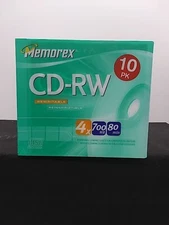 Memorex CD-RW Reinscriptible 10 Pack 4x 700mb 80min New Sealed Part# 3202 3408