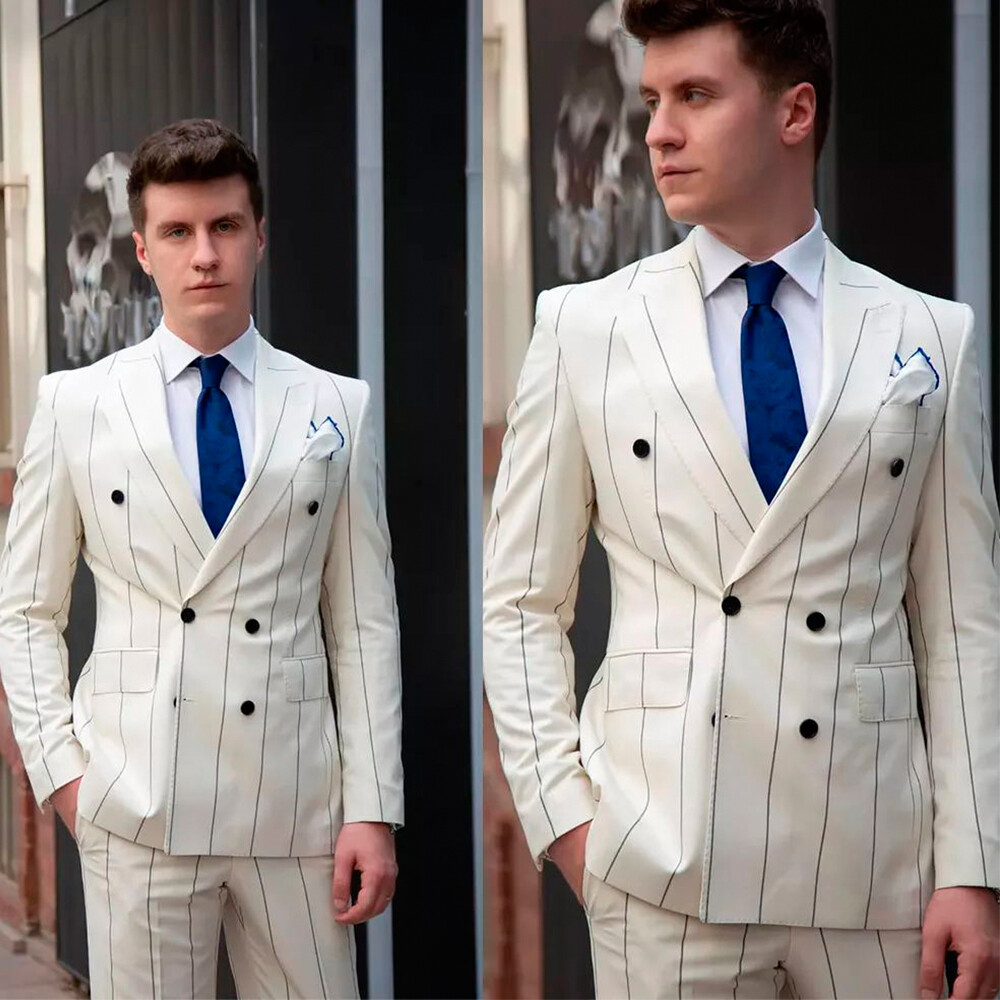 Suits With Cream Pinstripes for men