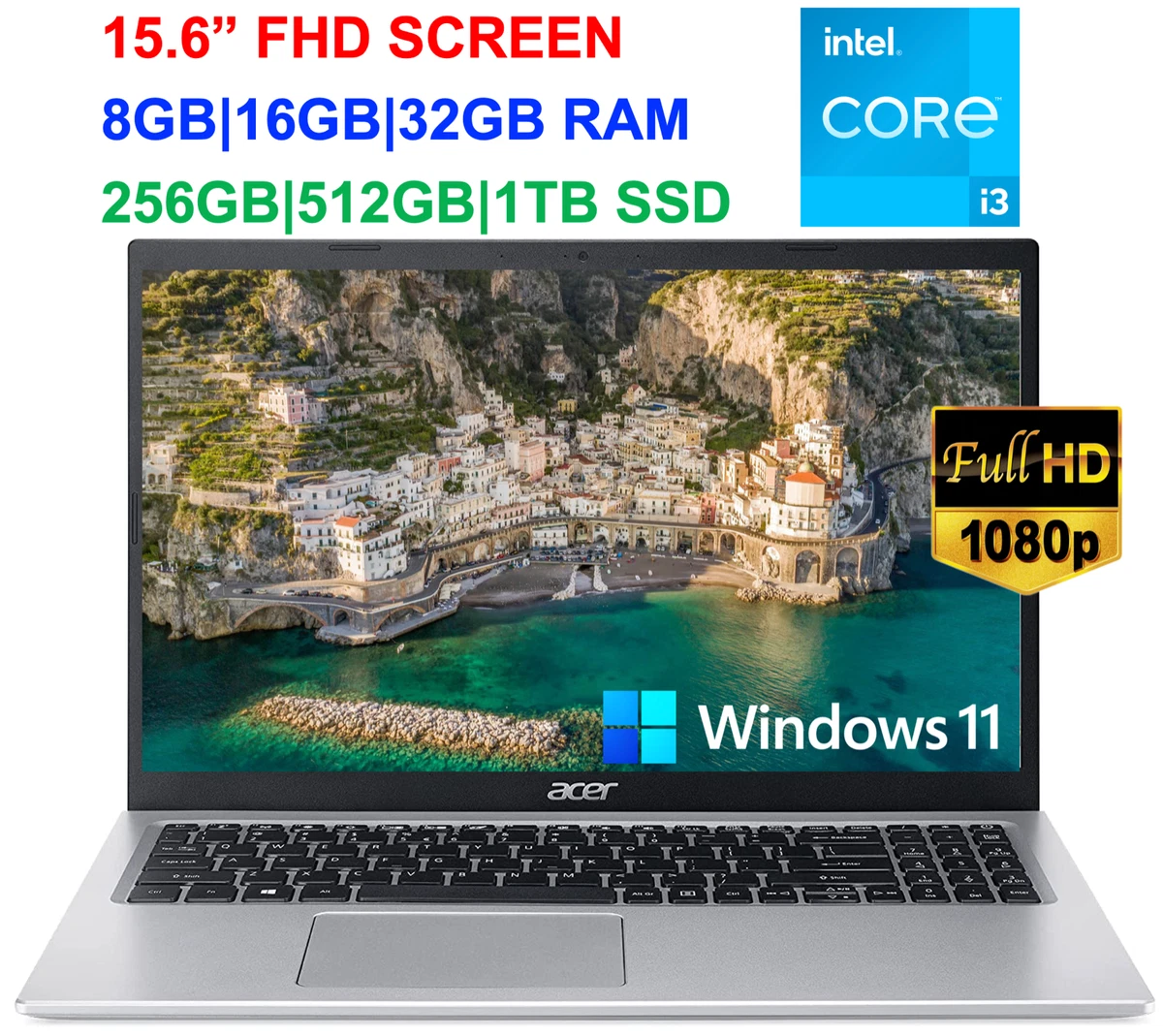  acer 2023 Newest Aspire 5 15.6 FHD IPS Slim Laptop, Intel Core  i3-1115G4(Up to 4.1GHz), 20GB RAM, 512GB NVMe SSD, WiFi 6, USB, RJ-45,  Webcam,  Alexa, Windows 11, w/GM Accessory 