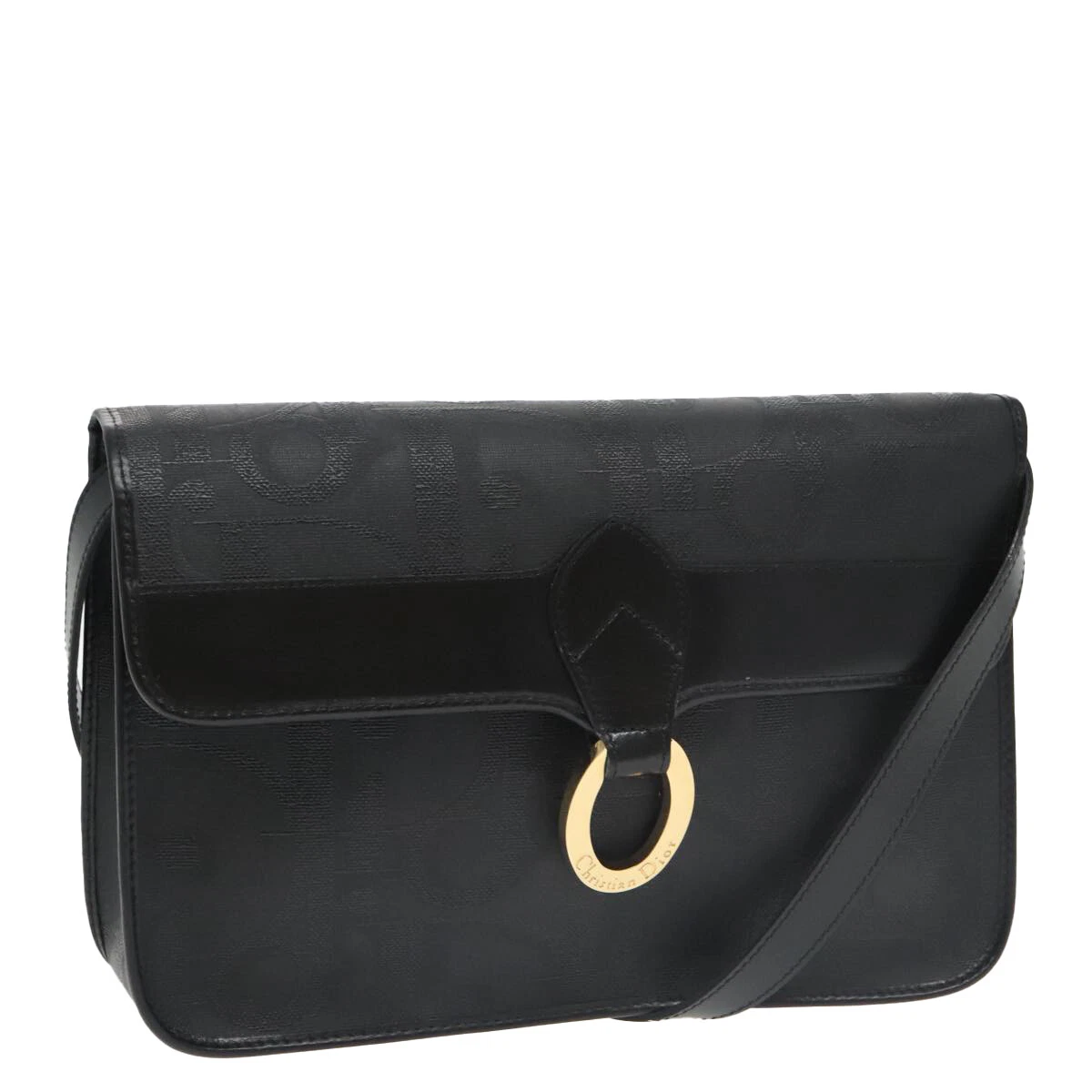 Sac bandoulière Christian Dior PVC cuir noir authentique ep6806