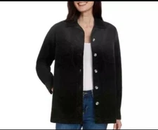 Matty M Ladies' Corduroy Shirt Jacket, Color Black, Size XL, Sustainably Made..