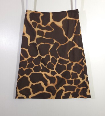 Escada Sport Giraffe Animal Print Skirt Y2K Vintage Size 36 (Waist size 27)