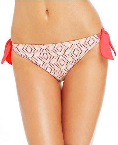 Hula Honey Junior Small Solid Ginger Crochet Overlay Tie Side Swim Bottoms NWT