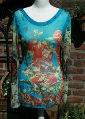Süßes Save the Queen Top Print Shirt Longsleeve transparent T-Shirt Gr L 38
