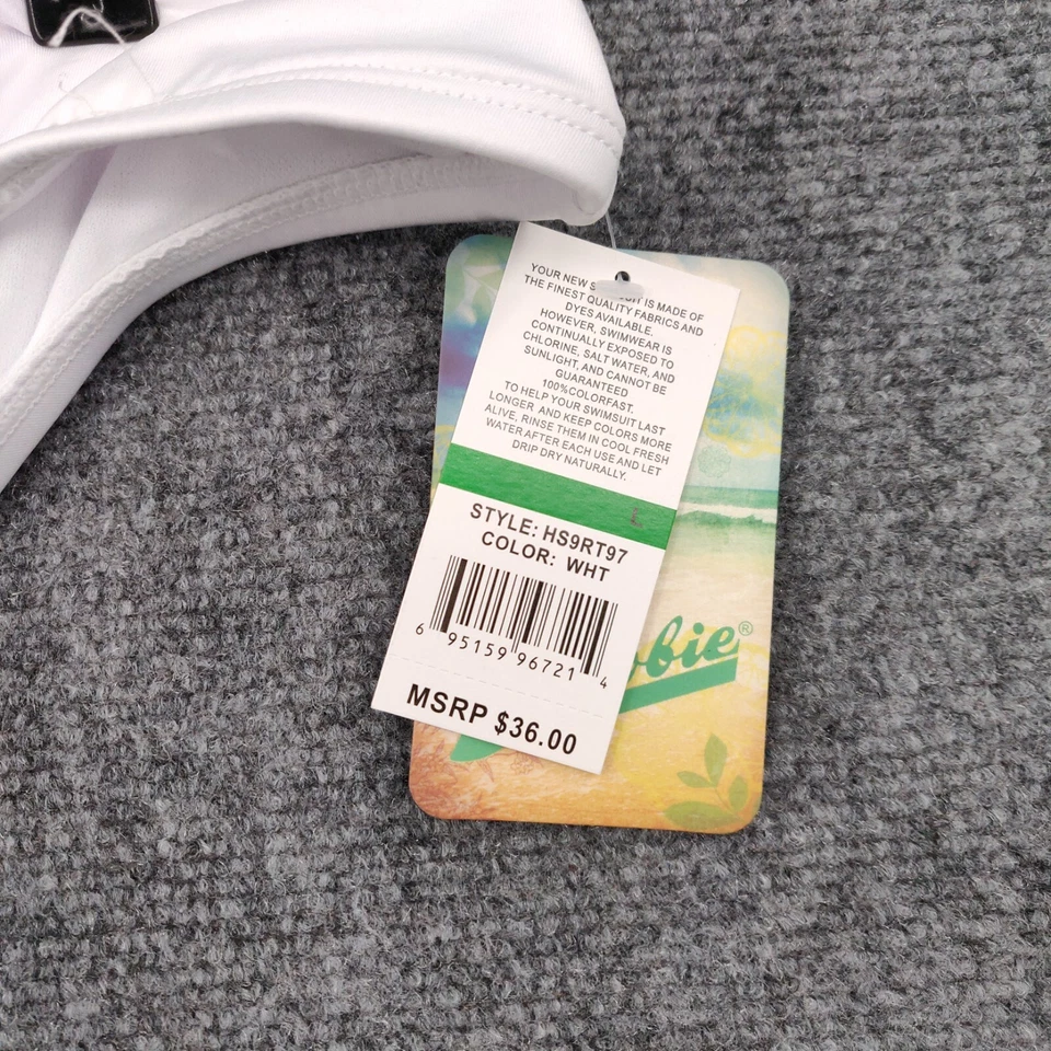 Hobie Bikini Bottom Womens L Large Swimsuit Hipster White Printed Swimwear NEW  - Image 4 of 4