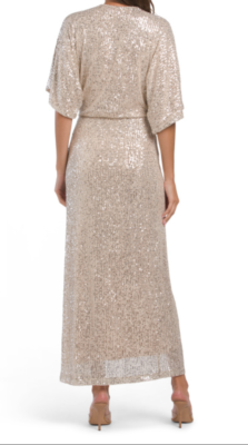 NWT YOUNG FABULOUS & BROKE SzS DOMINIQUE SEQUIN ASYMMETRIC WRAP DRESS  CHAMPAGNE | eBay