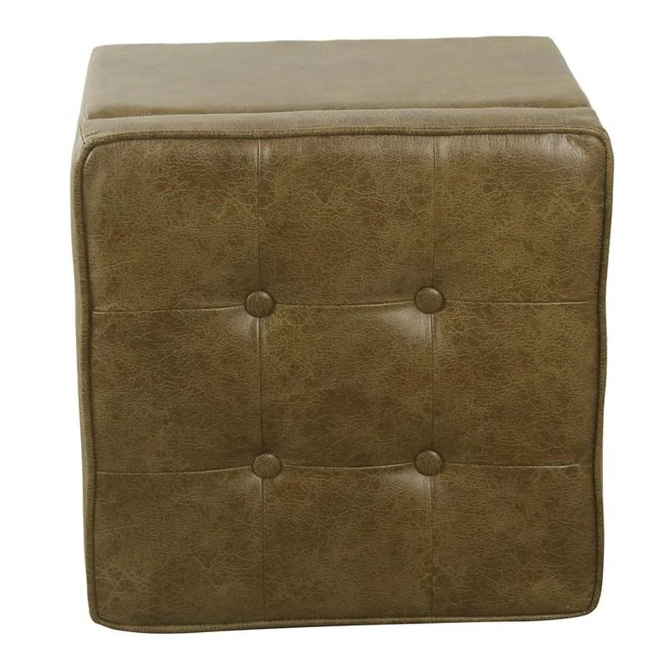 Pemberly Row Wood and Faux Leather Storage Ottoman - Distressed Brown - Image 3 of 4