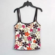 La Blanca by Rod Beattie Floral Tankini Swim Top Y2K Brown Pink Size 12 Retro