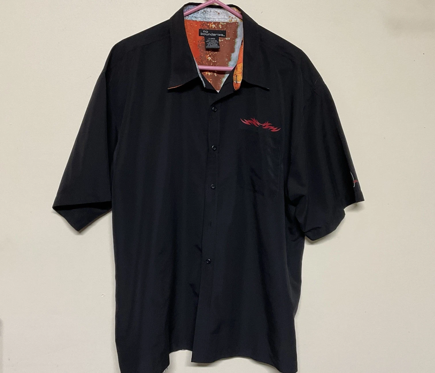 No Boundaries Extreme Bust Out Surfer Button Up Black Short Sleeve Men's Sz XL