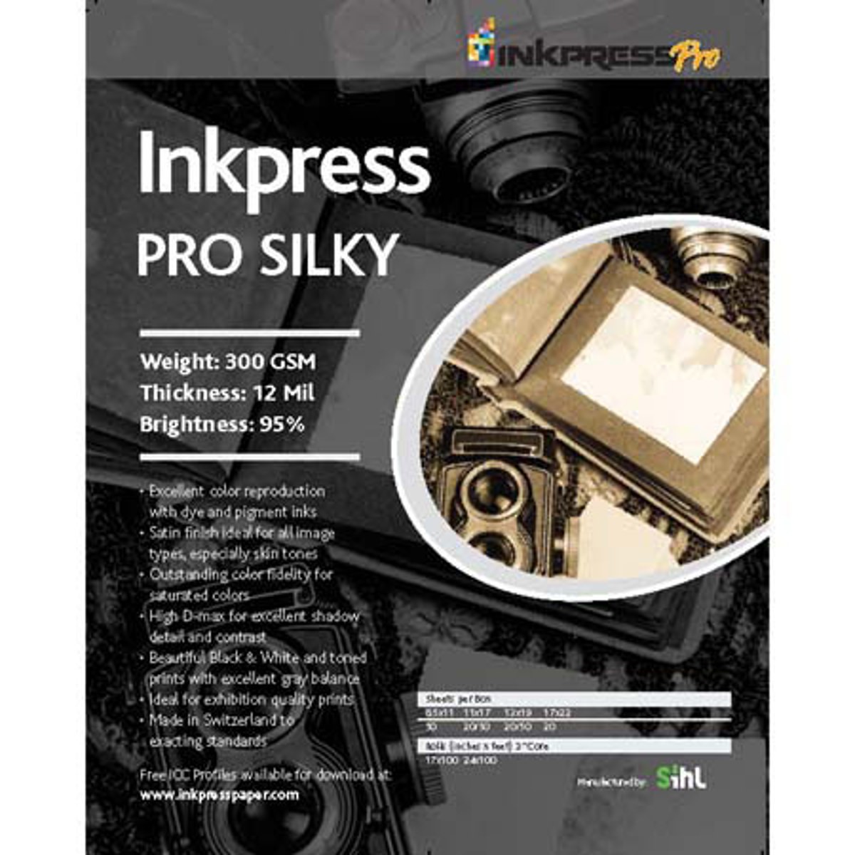 Струйная фотобумага Inkpress Pro Silky 300 гсм2 12 мил яркость 95 85x11 50 Ш 4890₽