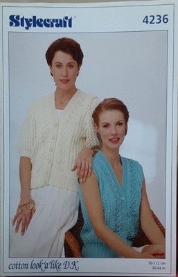Orig Stylecraft DK Damen Weste & S/S Cardigan 30''-44'' Strickmuster 4236