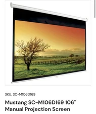 MUSTANG SC-M106D16:9 Manual Projection Screen 62”x92” TI90 InFocus Projector