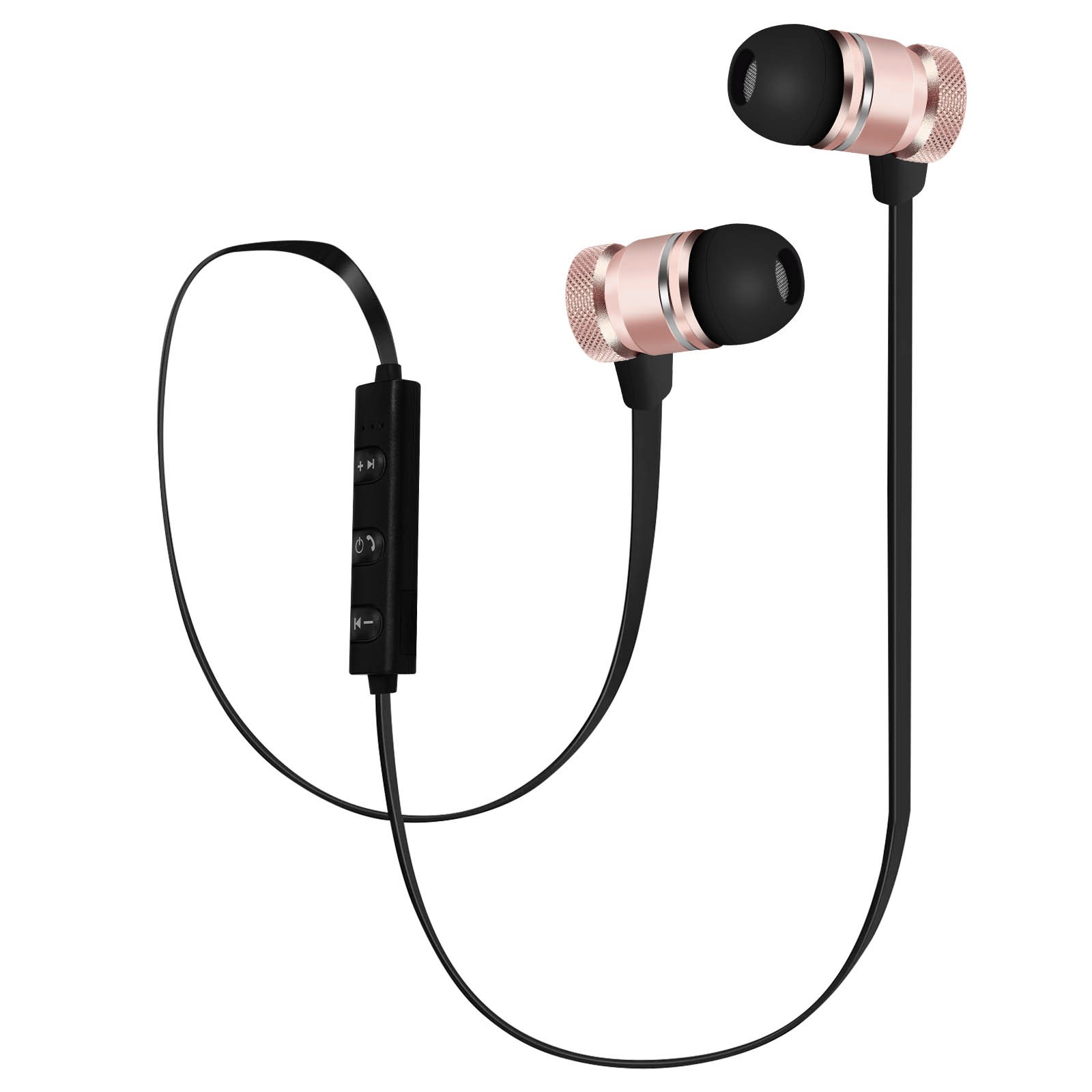 Écouteurs intra-auriculaires magnétiques Bluetooth rose gold avec télécommande