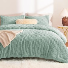 Fleece Queen Comforter Set Sage Green,Super Soft Warm Fluffy Bedding with C...