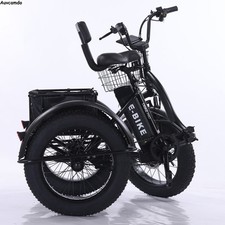 20" Folding Electric Tricycle 500W 48V 12Ah 3 Wheel Bicycle Fat Tire E-Trike US