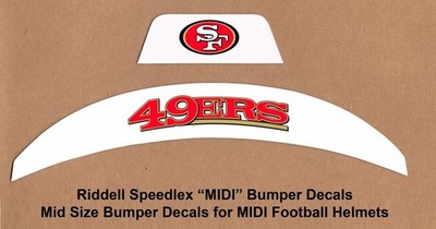 San Francisco 49ers Mid Size Riddell ''MIDI'' SpeedFlex Helmet Bumper Decals 20mil