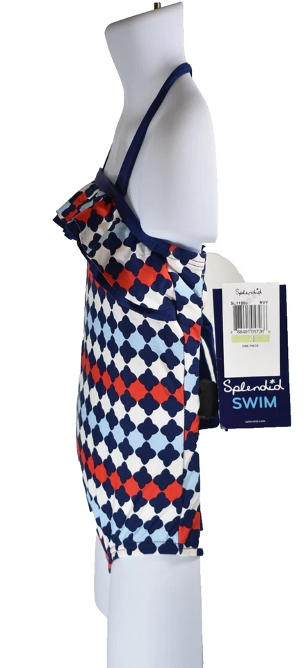 Traje de baño de una pieza rojo/blanco/azul espléndido para niñas talla 4 nuevo con etiquetas Foto 2 de 4