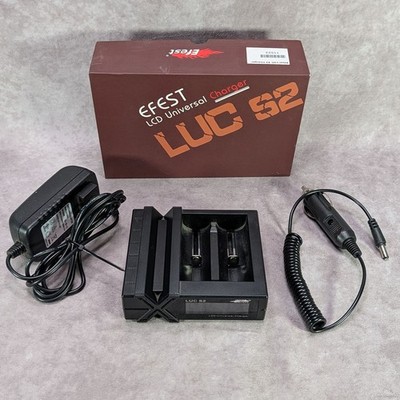 Efest LUC S2 2-Bay LCD Universal Li-ion Battery Charger with AC/Car Adapter