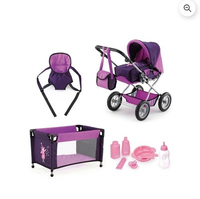 Bayer Design Baby Doll Stroller/Pram Combi Set Purple Convertible...