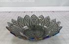 Vintage 10.25" Petal Cross Iridescent Carnival Glass Bowl