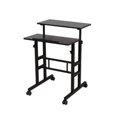 2 Inches Carpet Wheels Mobile Desk Stand Up Height Adjustable Home Office wit...