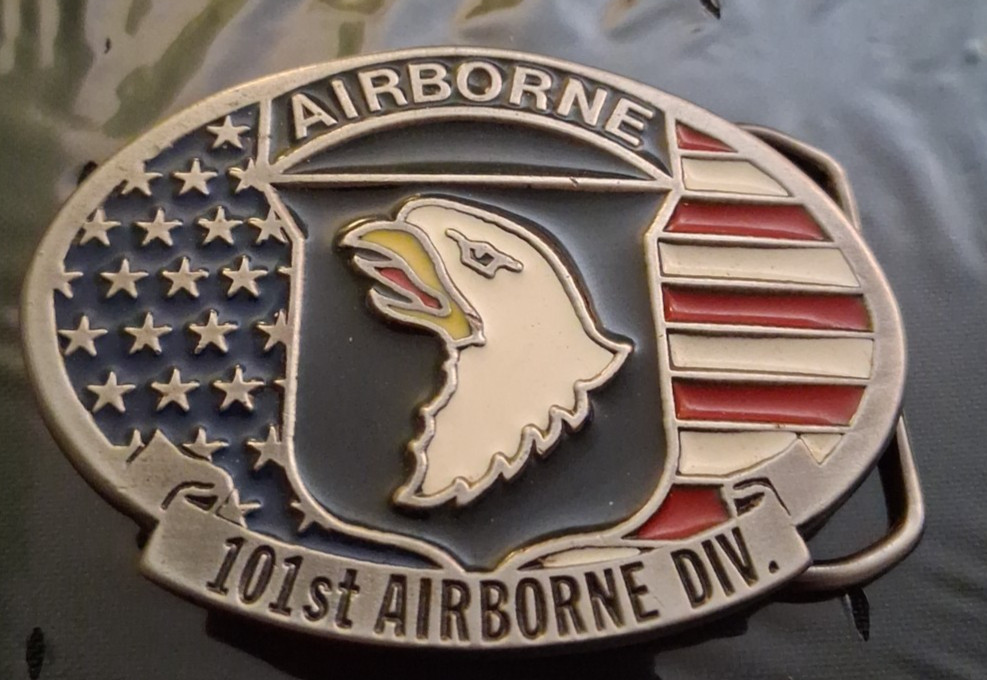Vintage Army 101st Airborne Division Belt Buckle Air Assault Made in USA Metal