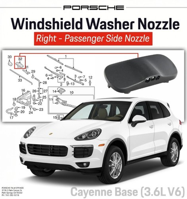 #ad Porsche Cayenne Base Genuine Windshield Wiper Washer Jet RIGHT Spray Nozzle $31.03