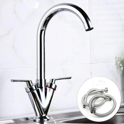 Moderne Küchenarmatur Monoblock Waschtisch Spültischarmatur schwenkbar 360° Chrom Messing Wasserhahn