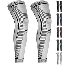 2 Pack Full Leg Compression Sleeves Men Women Long Brace Support Basketball