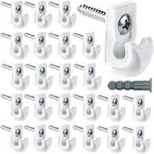 24 Pack White Down Wall Clip Closet Shelves Clips Wire Shelf Loop Clips Plastic