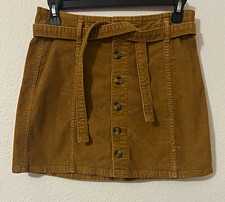 American Eagle Brown Cotton Corduroy Stretch Button Front Mini Skirt 2 Regular
