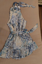 GUESS Women’s Blue White Floral Eyelet Off Shoulder Maxi Dress NWT Size XS