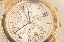 Seiko Quartz Chronograph SQ100 New Battery White and Gold Classy Watch