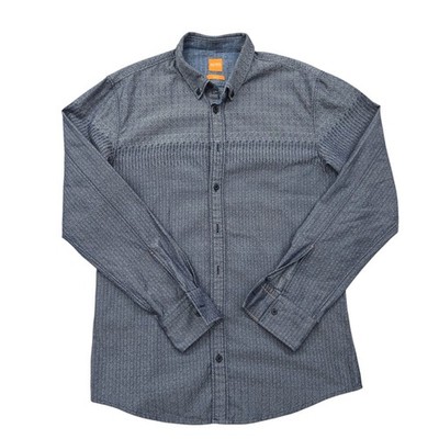 Hugo Boss Blue Textured Slim Fit L Long Sleeve Button Up Shirt