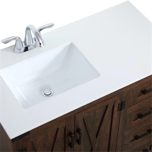 Elegant Decor Dean 36" Single Quartz Top Bathroom Vanity in Espresso - Picture 9 of 15