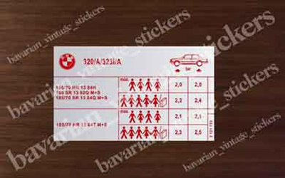 #ad Tire Pressure Label Sticker Decal For Bmw e21 320 323i $14.99