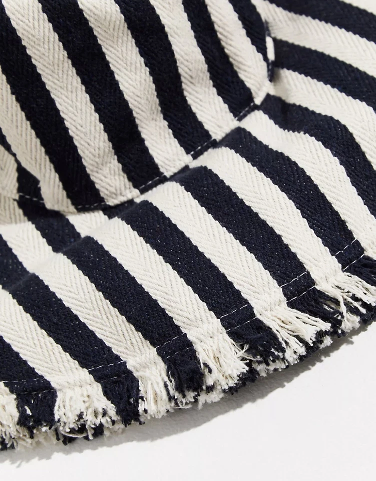 Sombrero de cubo Free People junto al mar a rayas deshilachado festival boho gitano náutico Foto 3 de 4