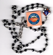 Knights of Columbus-Gunmetal Glass Beads Rosary   "MTKENT55"
