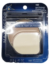 NEW Max Factor Powdered Foundation Mirrored Compact-102 LIGHT CHAMPAGNE