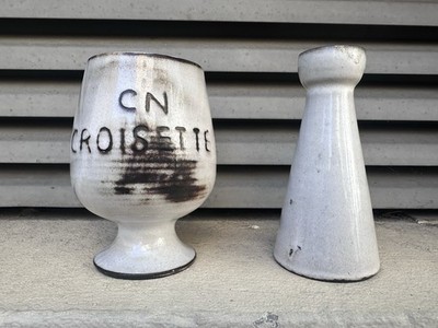 Set of D a chalice and a white vase broken by Gerard Hoffman circa 1960