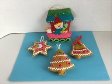 VTG Bucilla Handmade Felt Sequins Christmas Ornaments Lot Of 4 EUC